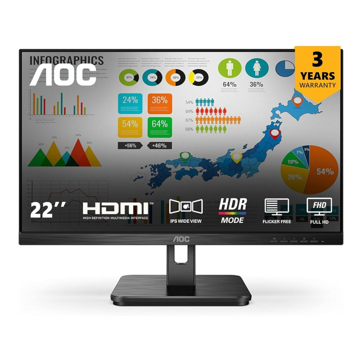 AOC 22E2HM 21.5-inch 1920 x 1080p FHD 16:9 4ms 75Hz LED VA Monitor image 7