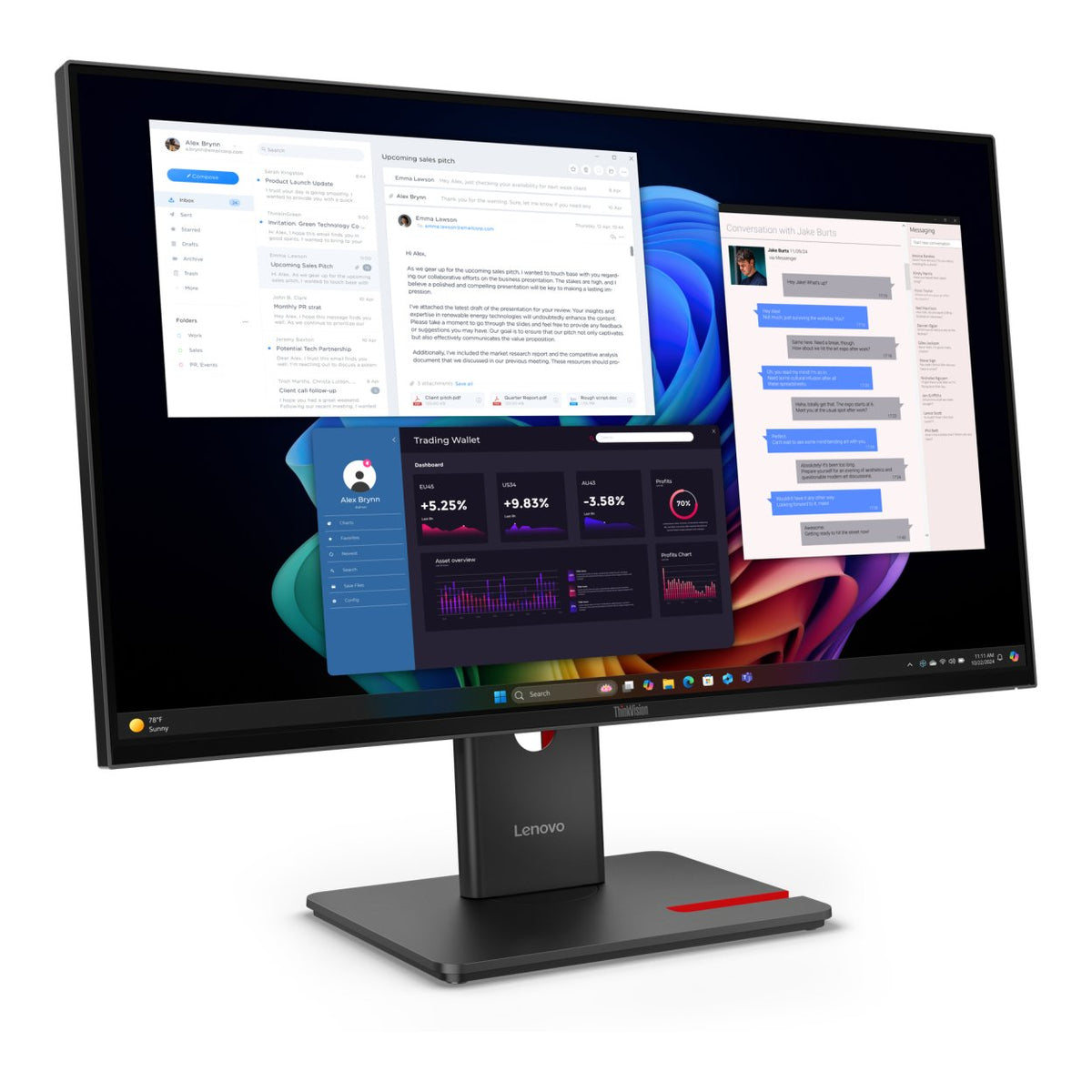 Lenovo ThinkVision T27UD-40 27-inch 3840 x 2160p 4K UHD 16:9 60Hz 4ms LED IPS Monitor 64AFGAT2SA image 3