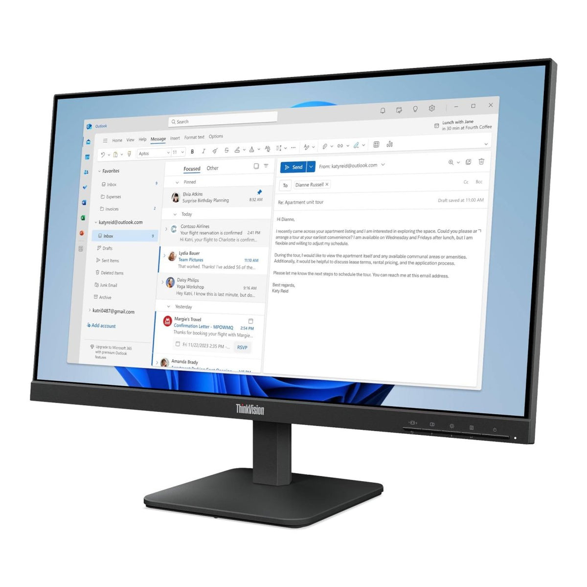 Lenovo ThinkVision S24-4e 23.8-inch 1920 x 1080p FHD 16:9 100Hz 4ms LED IPS Monitor 64B5KAT1SA image 2
