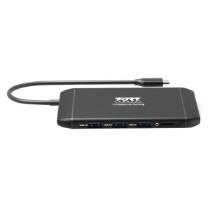 Port USB Type-C 4 x USB3.1|1 x Aux|Micro+SD Card Reader|1 x RJ45|1 x HDMI|1 x VGA|1 x Type-C PD Dock 100W - Black image 2