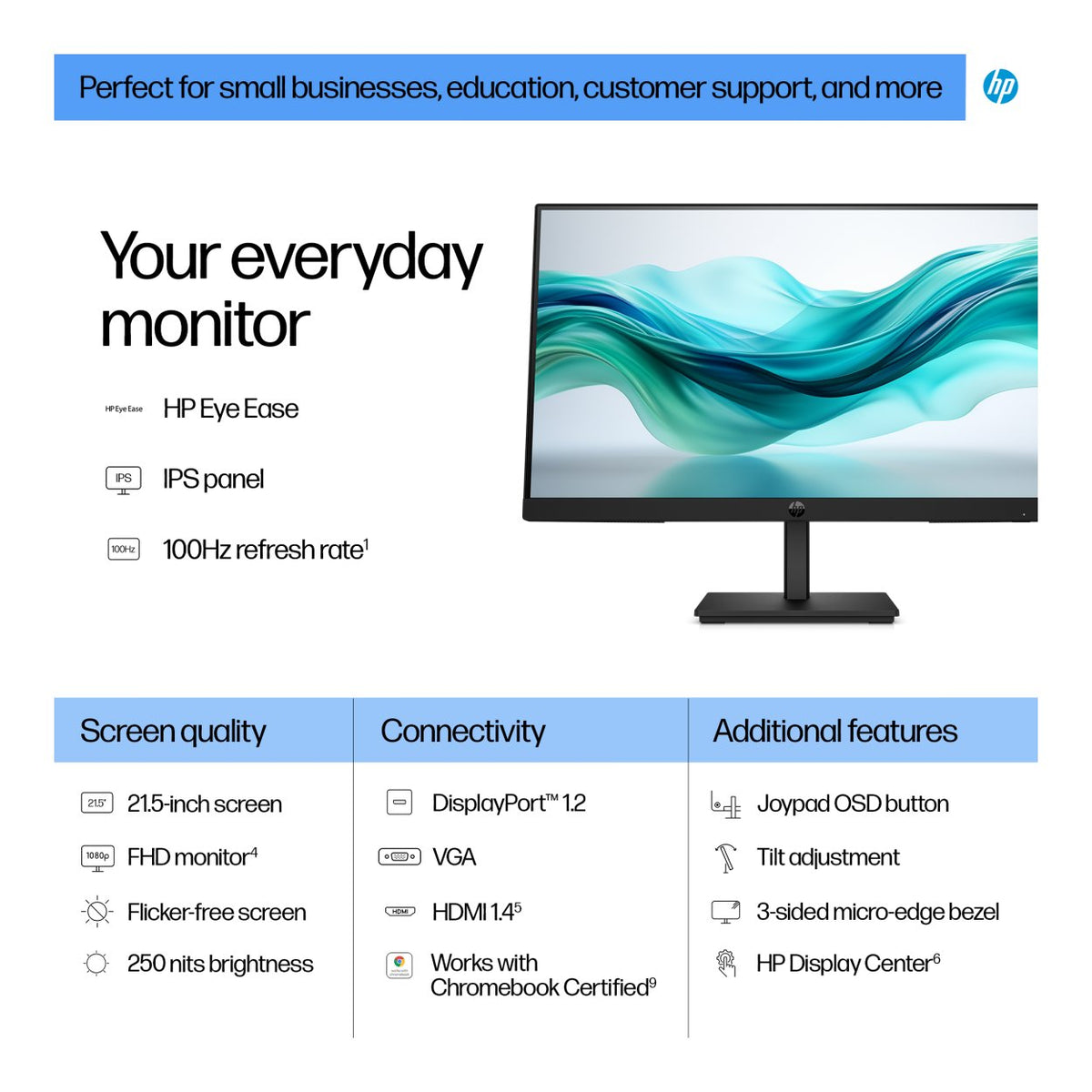 HP Series 3 Pro 322pf 21.5-inch 1920 x 1080p FHD 16:9 100Hz 5ms LED IPS Monitor 9U5B0UT image 6