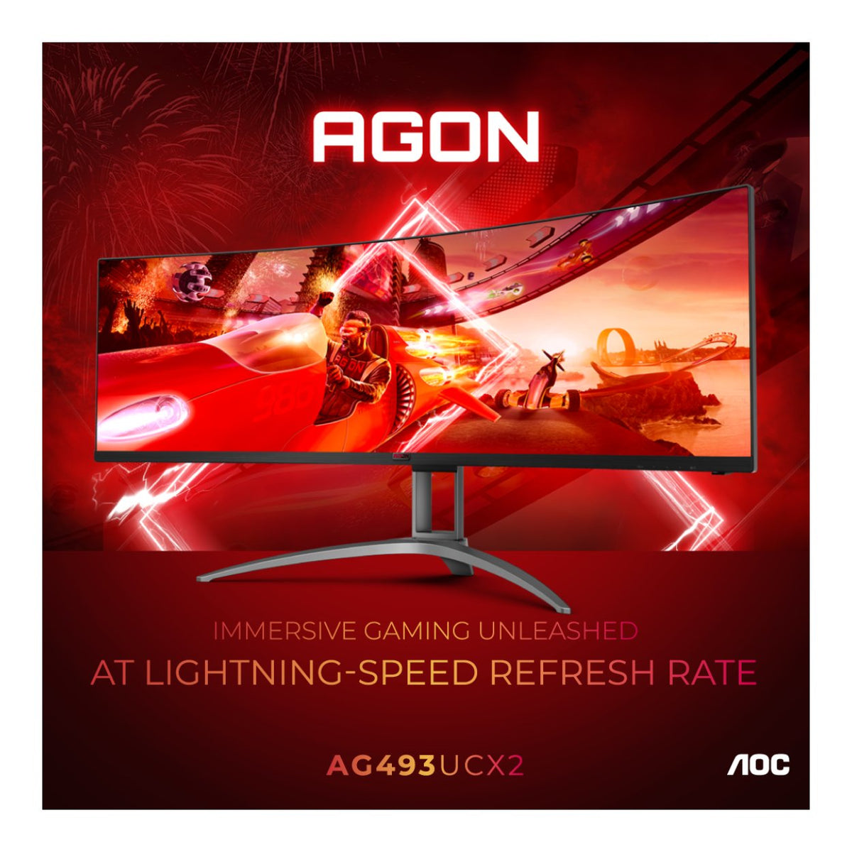 AOC AGON AG493UCX2 48.8-inch 5120 x 1440px Dual-QHD 32:9 165Hz 1ms Freesync Premium Pro WLED VA Curved Gaming Monitor image 10