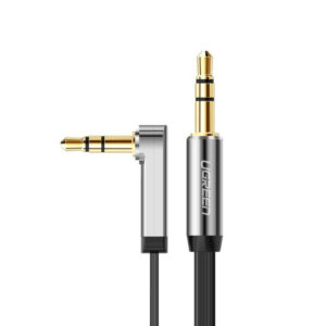 UGREEN AV119 Right-angled 3.5mm Flat Aux Cable 1.5m - Black/Silver image 2