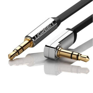 UGREEN AV119 Right-angled 3.5mm Flat Aux Cable 1.5m - Black/Silver image 3