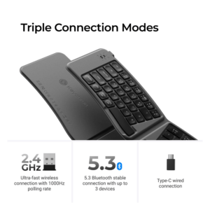 Keychron B11 Pro Ultra-Slim Wireless Foldable Keyboard Alice Layout - Space Gray image 4