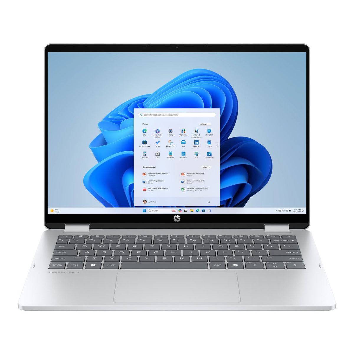HP OmniBook 5 Flip 14-fp0001ni 14-inch 2K 2-in-1 Laptop - Intel Core 7 150U 1TB SSD 16GB RAM Win 11 Home Silver image 2