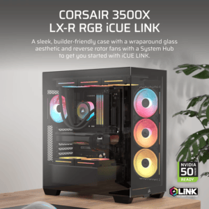 Corsair 3500X LX-R RGB iCUE LINK Mid-Tower PC Case - Black image 2