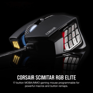 Corsair SCIMITAR RGB ELITE Optical 18 000 DPI MOBA/MMO Gaming Mouse - Black image 3