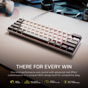 Corsair CLIPPER PRO MINI 60 Hall Effect Gaming Keyboard – White image 2