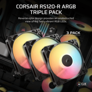 Corsair RS120-R ARGB 120mm PWM Reverse Fans Triple Pack - Black image 5