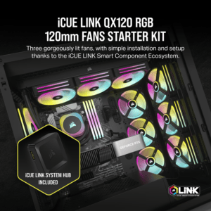 Corsair iCUE LINK QX120 RGB 120mm PWM PC Fans Starter Kit with iCUE LINK System Hub image 5