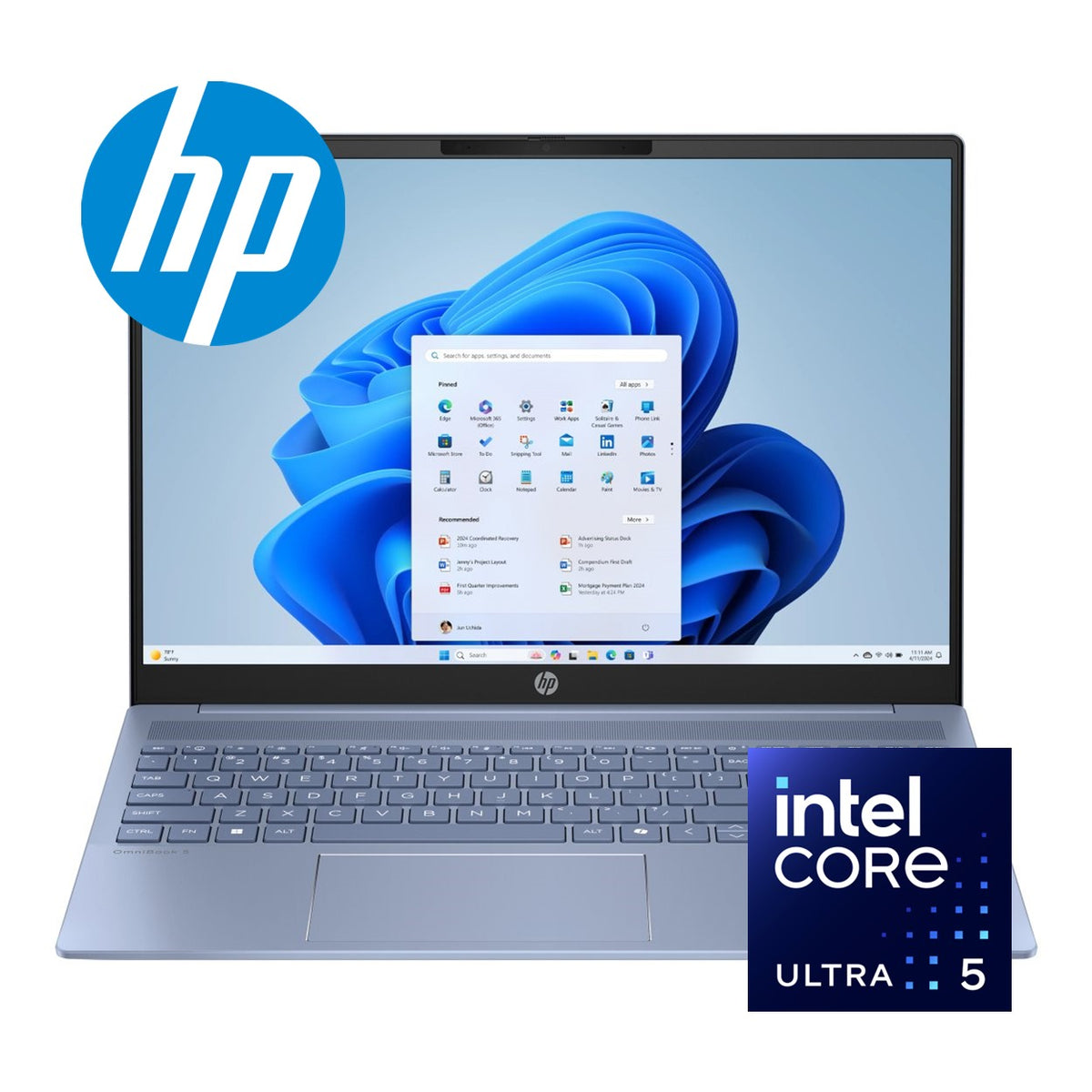 HP OmniBook 5 16-af1008ni 16-inch 2K AI Laptop - Intel Core Ultra 5 225U 512GB SSD 16GB RAM Win 11 Home Sky Blue image 2