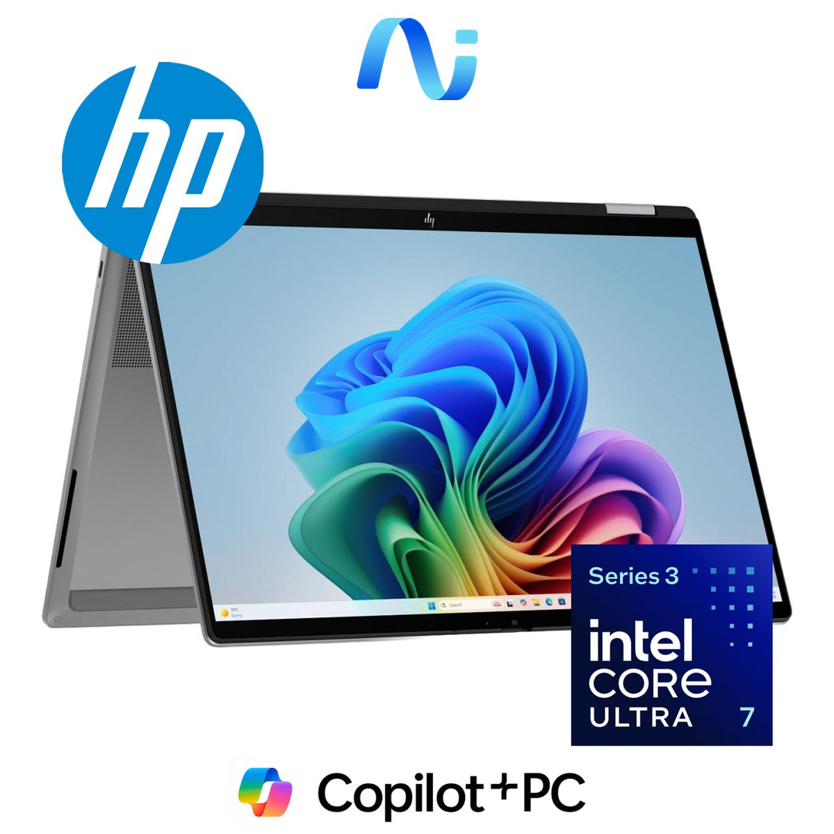 HP OmniBook X Flip 14-kb0007ni 14-inch 2K Next Gen AI 2-in-1 Laptop - Intel Core Ultra 7 355 512GB SSD 16GB RAM Win 11 Home Meteor Silver image 2
