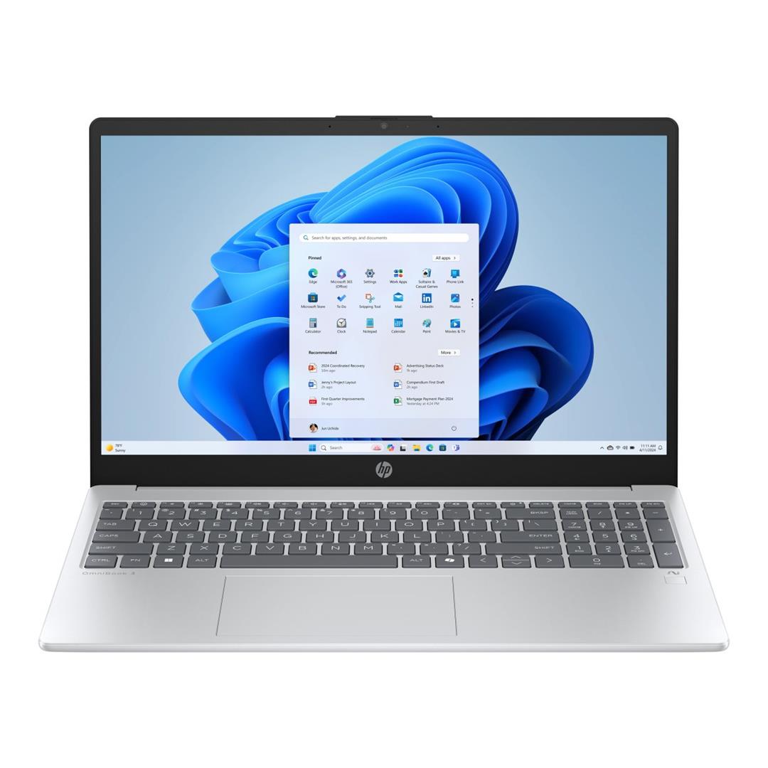 HP OmniBook 3 15-fn0008ni 15.6-inch FHD Next Gen AI Laptop - AMD Ryzen 5 330 512GB SSD 16GB RAM Win 11 Home Glacier Silver
