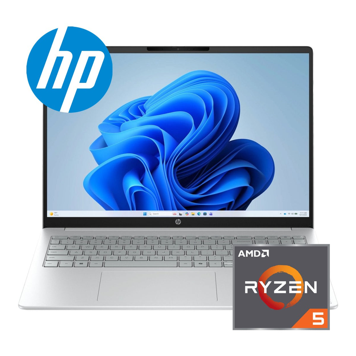 HP OmniBook 3 16-by0025ni 16-inch 2K Laptop - AMD Ryzen 5 130 512GB SSD 8GB RAM Win 11 Home Glacier Silver image 2