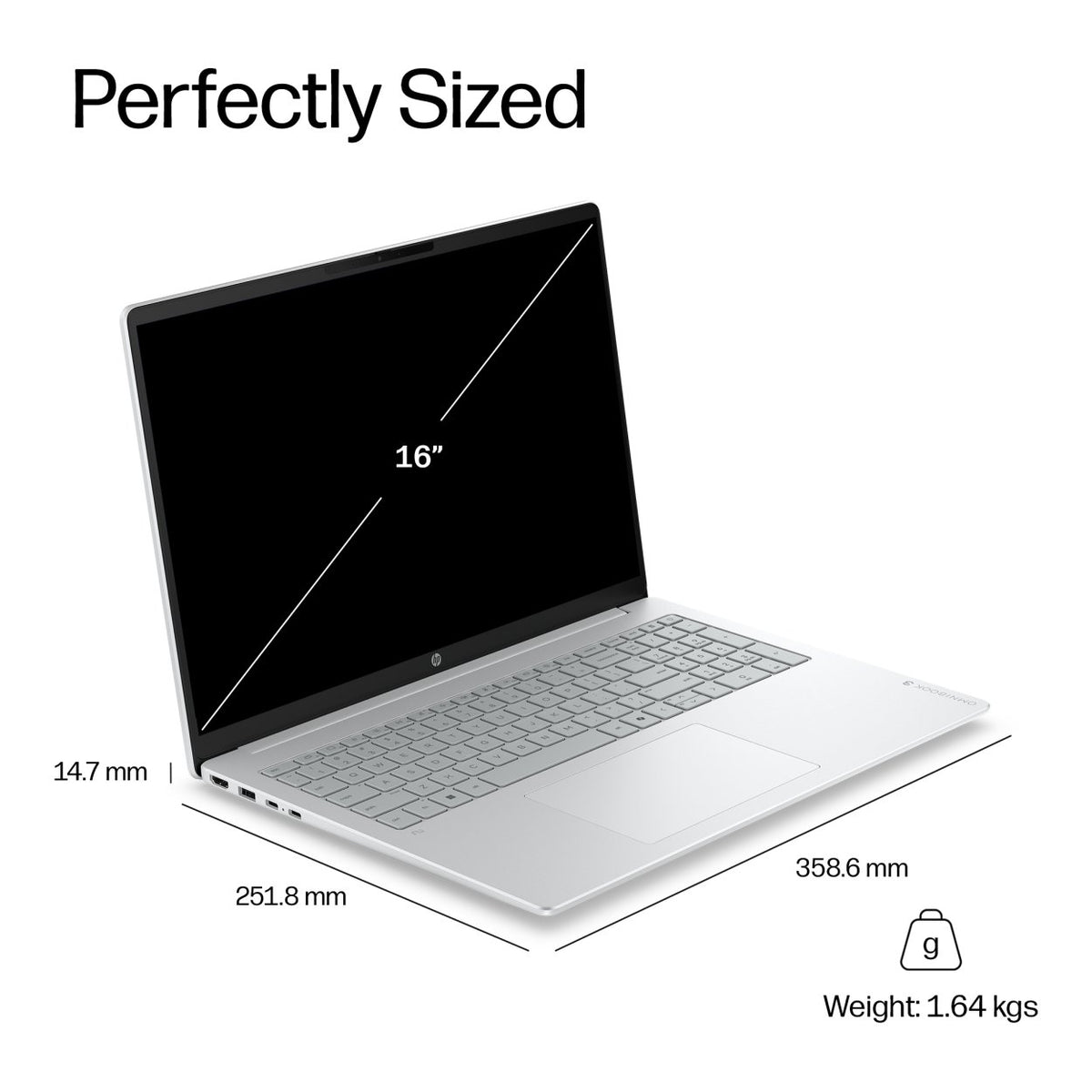 HP OmniBook 3 16-bu0000ni 16-inch 2K AI Laptop - Intel Core Ultra 7 255U 512GB SSD 16GB RAM Win 11 Home Glacier Silver image 10