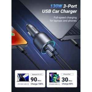 UGREEN 130W USB-C 3-port Car Charger image 9