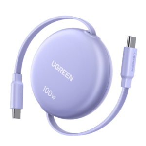UGREEN 100W Fast Charging Retractable USB Type-C Cable 1M - Purple image 1