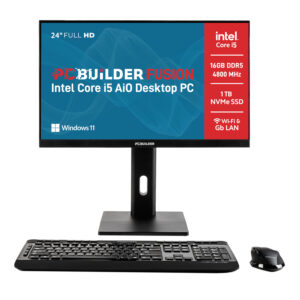 PCBuilder FUSION 24″ Intel Core i5-12400 16GB DDR5 1TB Windows 11 Pro AiO Desktop PC image 1
