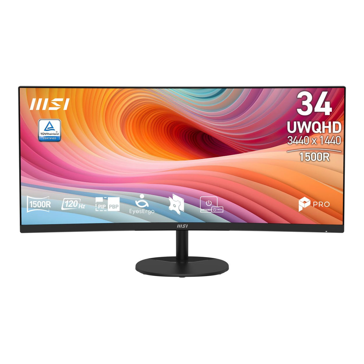 MSI Pro MP341CQ E12 34-inch 3440 x 1440p UWQHD 21:9 120Hz 1ms LED VA Productivity Curved Monitor image 2