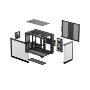 Deepcool CG330 3F Panoramic Dual-Chamber Micro-ATX Gaming Chassis - Black image 12