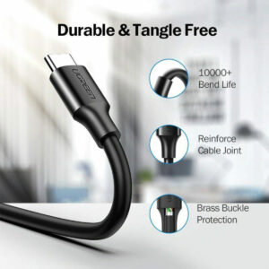 UGREEN Type-C to USB 3.0 Cable 2m – Fast Charging 3A, 5Gbps Sync – Black image 3